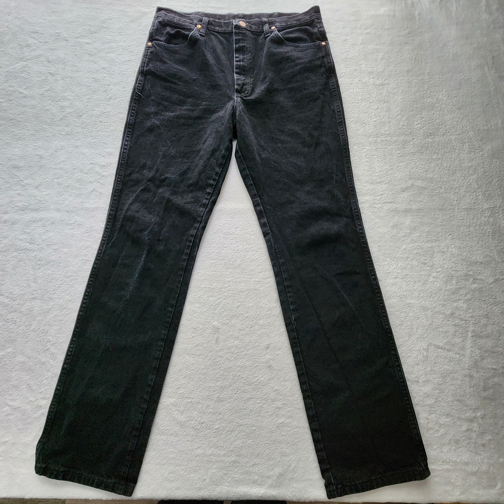 Wrangler Slim Fit Jeans Mens 35x34 Black Cowboy Cut Denim Pants 35W 33L Classic